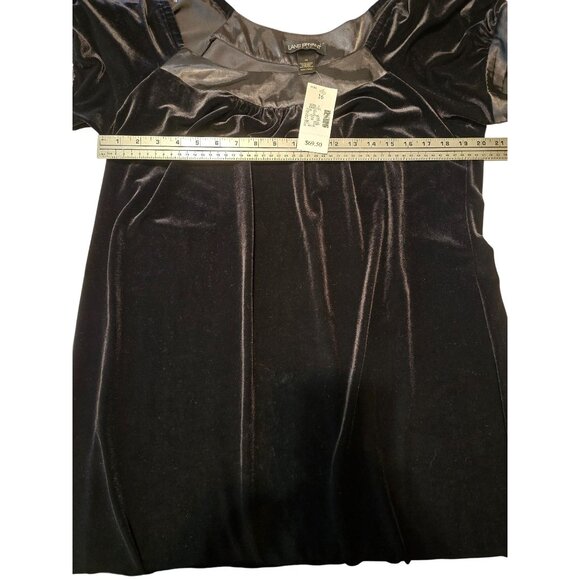 Lane Bryant Black Velvet Dress Size 16 Short Sleeve Satin Accent Goth Classic - Picture 5 of 5